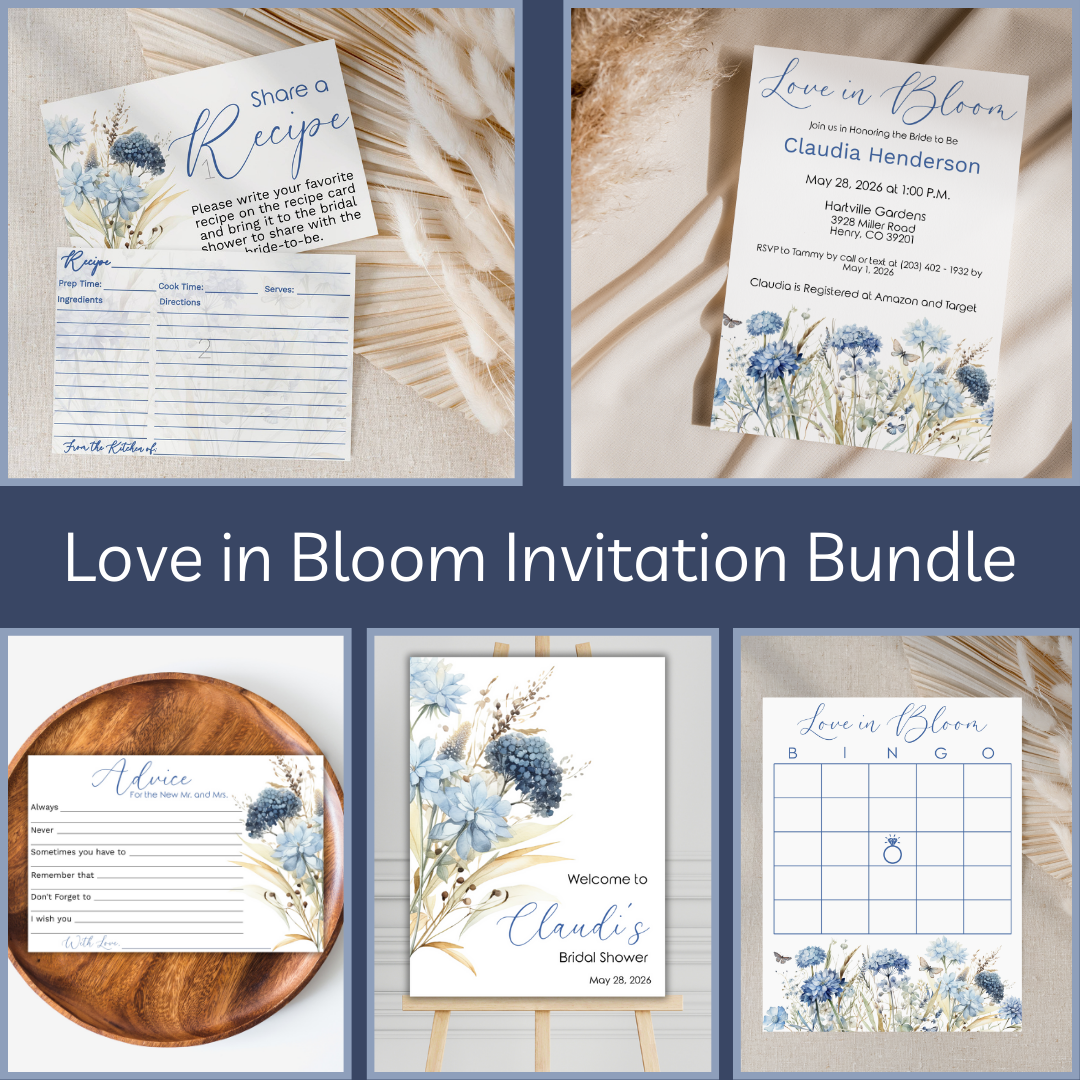 Floral Bridal Brunch Shower Invitation Bundle, Love in Bloom Digital Download