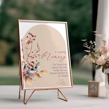 Boho In Loving Memory Wedding Sign Template, Template Sign Digital Download