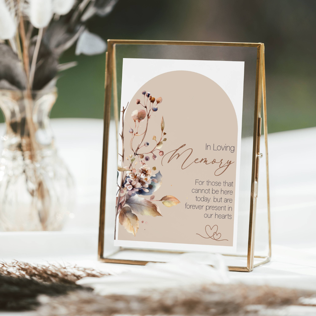 Boho In Loving Memory Wedding Sign Template, Template Sign Digital Download