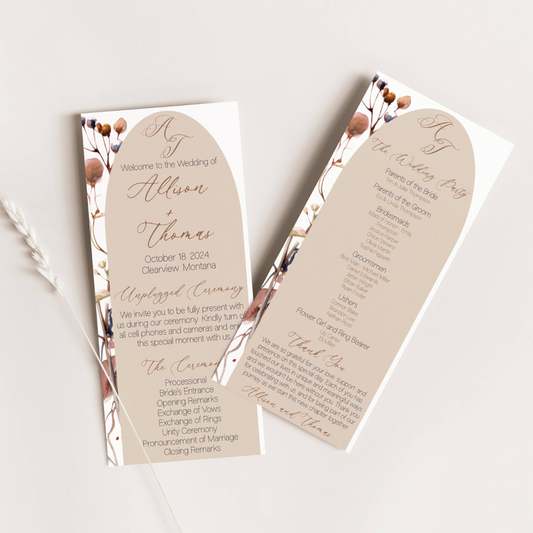 Boho Wedding Program, Wedding Timeline Ceremony Program, Wedding Itinerary Fans