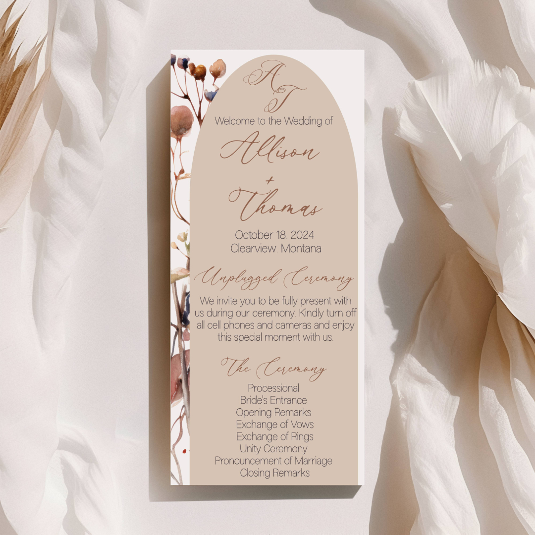 Boho Wedding Program, Wedding Timeline Ceremony Program, Wedding Itinerary Fans