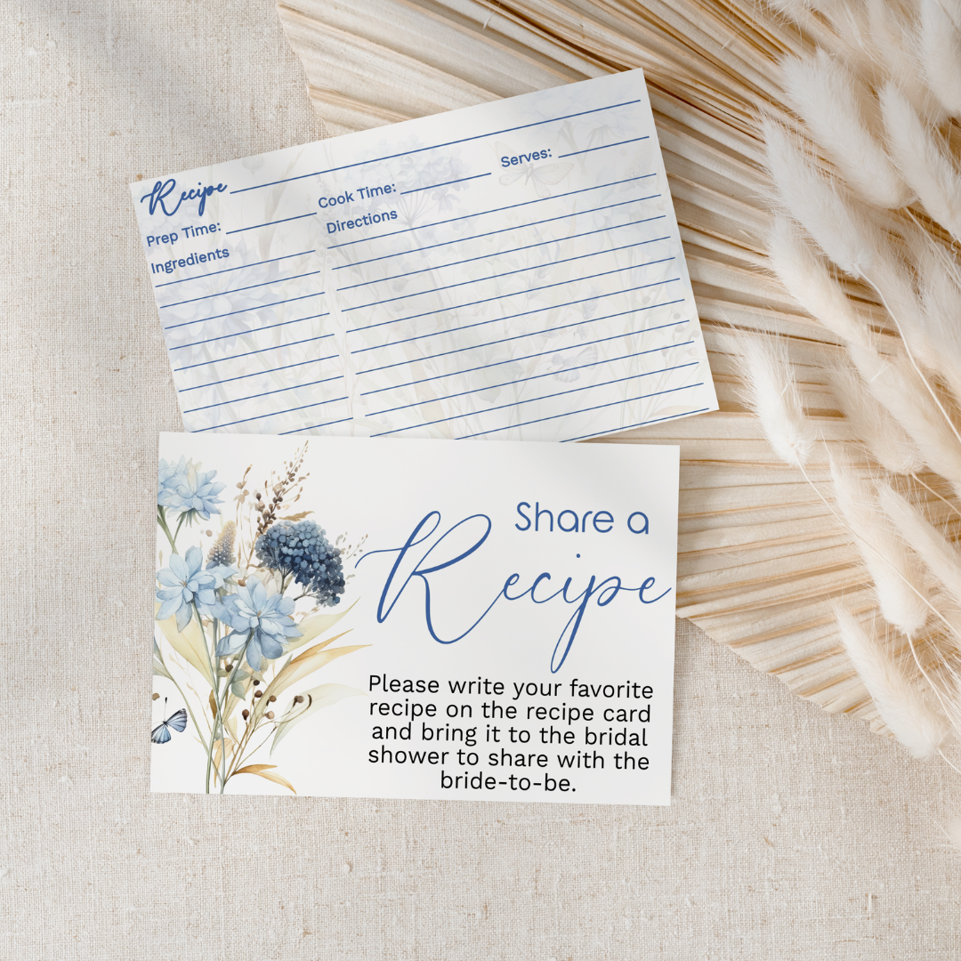 Recipe Request & Card Set, Handwritten Recipe Card, Bridal Shower Ideas