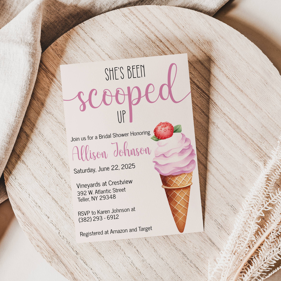 Chic Bridal Brunch Invite for the Bride-to-Be, Scooped Up Theme